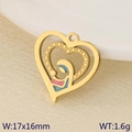 Golden heart pendant with mother and child motif in pink and blue enamel finish - Mother-Child Love Enamel (KLJ9575-ZLA)