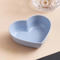 Light blue heart-shaped wheat straw seasoning dish with speckled texture on a beige base - Nordic Blue