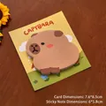 Brown Capybara shaped sticky notes set 30 sheets for students on dark wood table - Dazed Capybara / 30 Sheets/Pad