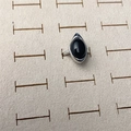 S925 sterling silver open ring featuring an oval black agate gemstone on a display stand - JZ0312-Black Agate Ring