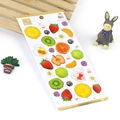 Fruit themed stickers with gold glitter finish featuring lemon and strawberry designs - Vibrant Fruit