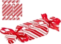 Candy-shaped Christmas money pull box with red stripes and white Pull Here tab - Red Diagonal Stripe