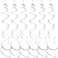 Detailed view of six silver metallic spiral ceiling decorations for party venue events - Double Spiral / Silver