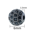 Black 6mm ball bead with micro-pave zirconia and 1.5mm hole for DIY jewelry making - 6mm-Black Zirconia-Gun Black