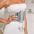 Cintura a corsetto larga argento con lacci e fascia elastica per abiti da donna - Argento