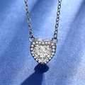 Elegant heart shaped halo pendant necklace with silver finish and sparkling center stone - Heart-shaped Necklace Xl-55
