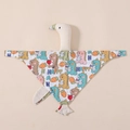 Soft white swan baby comforter towel featuring colorful dinosaur and apple prints - White Dinosaur (Goose)