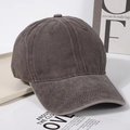 Detailansicht des gewaschenen anthrazitgrauen Baumwoll-Denim-Stoffs der Vintage-Basecap - Kaffeebraun