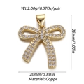 Golden copper bow pendant with cubic zirconia inlay 25x20mm for jewelry making - YSN008-01 Gold Zircon Bow