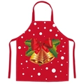 Breathable Christmas polyester apron with festive golden bell and white polka dot design - Christmas Bell