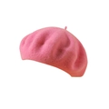 Chic pink wool beret for women in high-quality felt texture for autumn and winter fashion - One Size / Pink