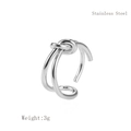 Anello regolabile con nodo in acciaio inossidabile argento dal design minimal - Aperto Regolabile / Argento