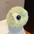 Graziosa molletta in peluche verde avocado con orecchie da gatto e grande occhio - 9078E Simpatico Molletta a Artiglio Rana