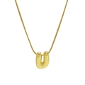 Minimalist gold U-letter pendant necklace with a fine polished snake chain for women - Necklace - Letter U