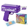 Purple electric money gun toy with colorful packaging box and play money bills - Purple (With Text Logo) / Purple Money Gun + 100 Notes