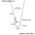 Silver infinity heart pendant necklace in stainless steel with zircon stones - Steel Color Necklace 42+5cm / Steel