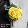 Boutonnière rose jaune artificielle avec ficelle de jute pour mariage et banquet chic - Jaune
