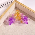 Tropical orange and purple gradient plumeria flower hair claw clip for women - Triple Flower Gradient Purple