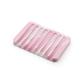 Pink and white marble texture silicone soap holder with efficient drainage grooves - Square / Light Pink and White Marble