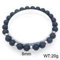 Bracelet en perles d'agate noire mate avec accents en argent et taille de 8mm - Texture Noir Mat (KB205860-Z)