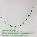 Ghirlanda fai-da-te con pompon verdi e bianchi da 2,5cm e corda in cotone da 2m - Ghirlanda di Pompon Verdi