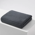 Serviette de bain absorbante en polaire corail gris foncé avec rayures sur socle - Serviette 34x74cm / Bleu Marine