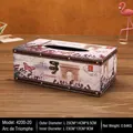 British vintage wooden tissue box with French Arc de Triomphe and Eiffel Tower print - 4200-20 Arc de Triomphe