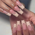 French pale yellow 3D textured square press-on nails with minimalist wavy design - French 3D Textured Light Yellow Glue Type (DIY20)