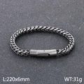 Pulsera vintage de cadena metálica para hombre con cierre rectangular 220x6mm - 18cm / Negro Mate