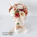 Ramo de novia de flores artificiales con rosas blancas y burdeos, tamaño 22x30cm - Caramelo