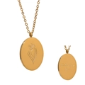 Golden stainless steel necklace with oval pendant featuring February Iris engraving - February Iris