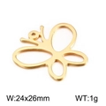 Ciondolo a farfalla traforata dorata in acciaio inossidabile da 24x26mm - Farfalla cava dorata grande (KLJ2391-Z) / 24*26mm / Oro