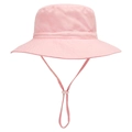 Cappello da sole rosa traspirante per neonati con tesa larga e cinturino regolabile - Rosa Chiaro