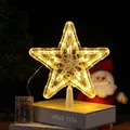 Christmas tree topper star with warm yellow LED lights and clear battery box - 23CM 30 LEDs Steady + Flashing Warm Light / OPP Bag