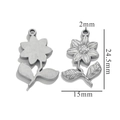 Silver stainless steel sunflower pendant featuring dual-side design and 24.5mm height - Sunflower 2 / Silver