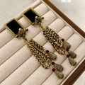 2504171 Black Crystal Tassel Earrings (s925 Silver Needle)