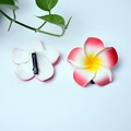 Realistic red and yellow gradient plumeria hair clip with black duckbill attachment - Red Flower Head + Clip [4cm]