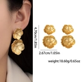 Golden double-layer flower earrings in brushed titanium steel with tiny crystals - Double Layer Flower Style (E0896)