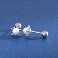 Minimalistische 925 Silber Ohrstecker mit Mini Perlen und Schraubverschluss - Stil 6 / Silber