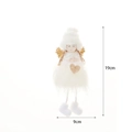 Plush Christmas angel ornament in white with gold wings and glitter heart, 19cm tall - No. 16 (White Tulle Angel-Heart)