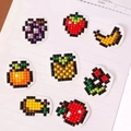 8-piece pixel art fruit diamond painting stickers set featuring grapes and strawberries - 8Pcs/Fruit Style