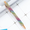 Rainbow crystal gradient ballpoint pen with rose gold metal body and click mechanism - Rainbow Gradient (Rose Gold Parts)
