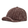 Casquette vintage en velours côtelé marron foncé à bord court pour automne hiver - Réglable / café