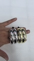 Chunky polished metal ponytail hair ring set in shiny gold and silver finish - Layered Style / Gold