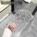 Medium rectangular water ripple tray with silver handles for home decor - Transparent Silver Edge - Medium - Silver Handle