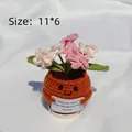 Handmade crochet flower pot in pink and white with a Thank You card for gifting - Positive Potted-Deep Pot Pearl Forget-me-not Gradient Pink