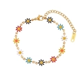 Qye140 Kleurrijke Madeliefjesarmband Goud