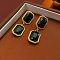 No.9 Silver Needle Gold Black Earrings