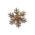 Sparkling vintage gold snowflake brooch with champagne crystals on a white background - Antique Gold Champagne