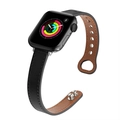 Compatible leather watch band for Apple Watch with dual metal pins and elegant two-tone style. - 38/40/41mm / Black